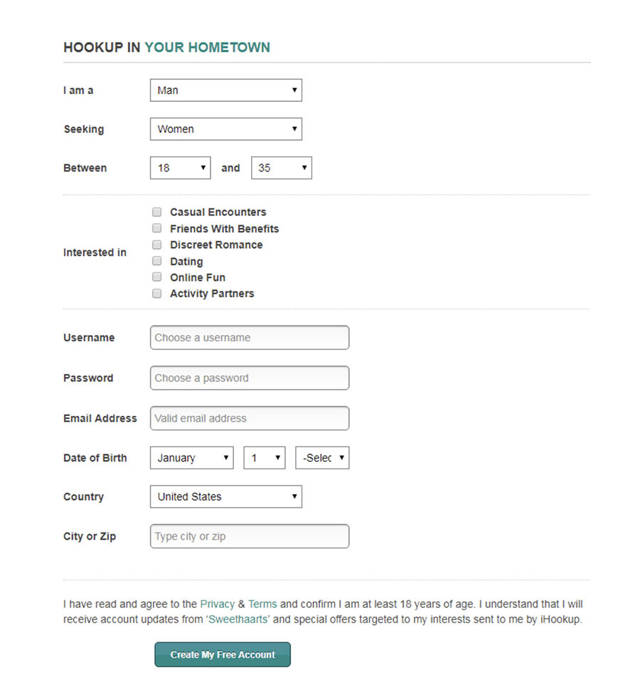 iHookup registration