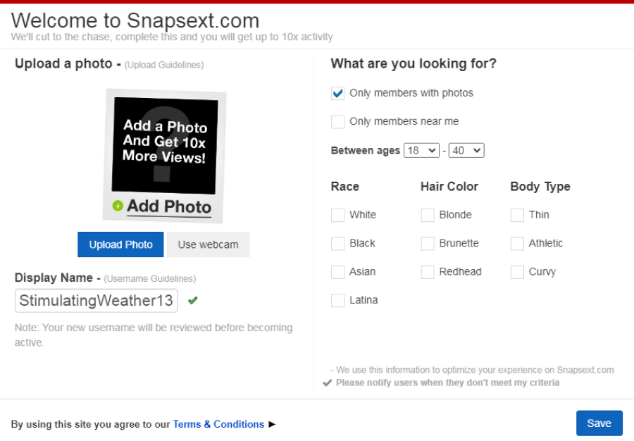 SnapSext registration